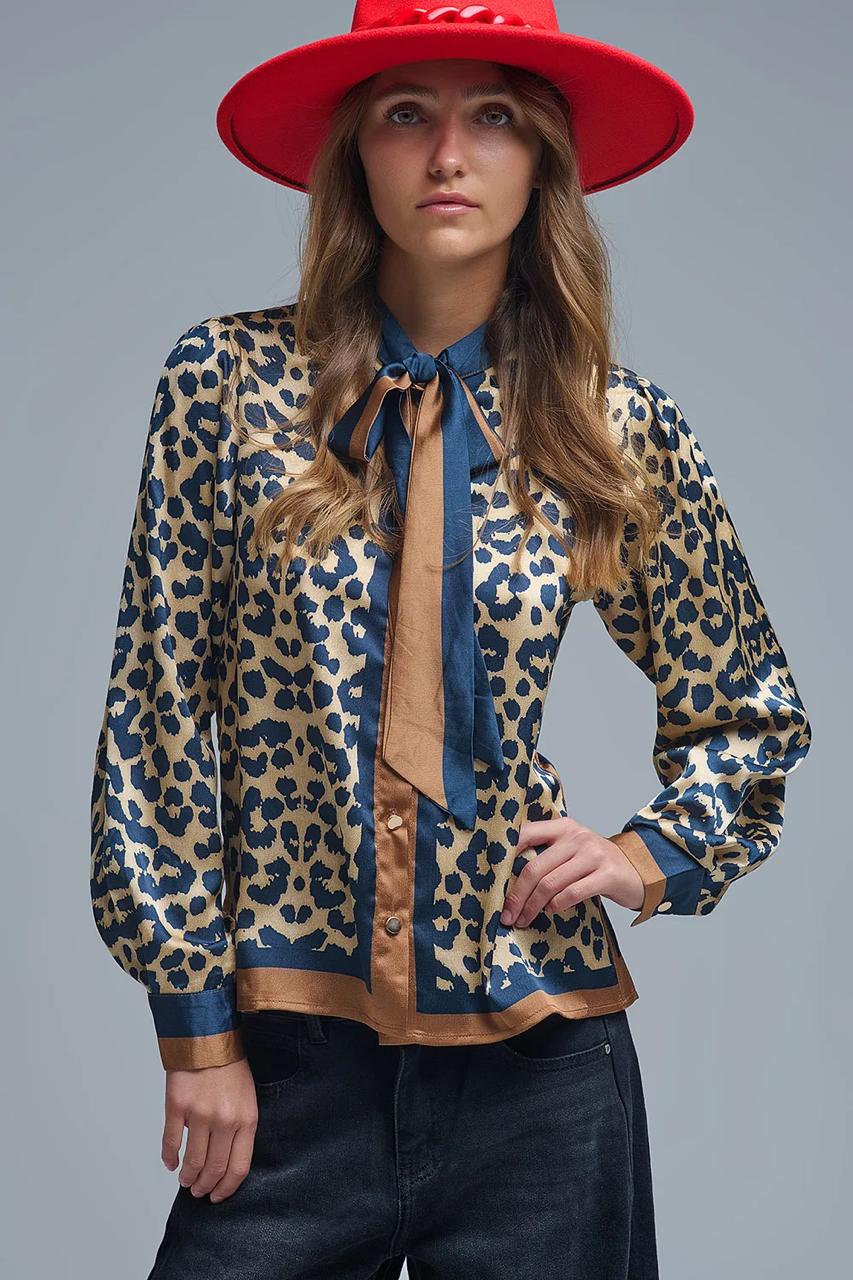Leopard-Print Satin Shirt