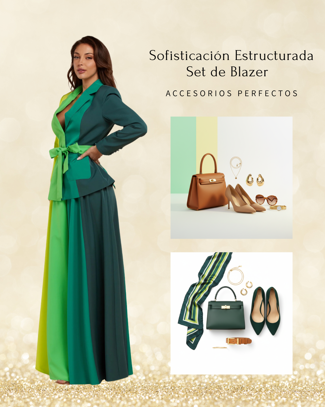 Conjunto de Dos Piezas Blazer y Falda Larga