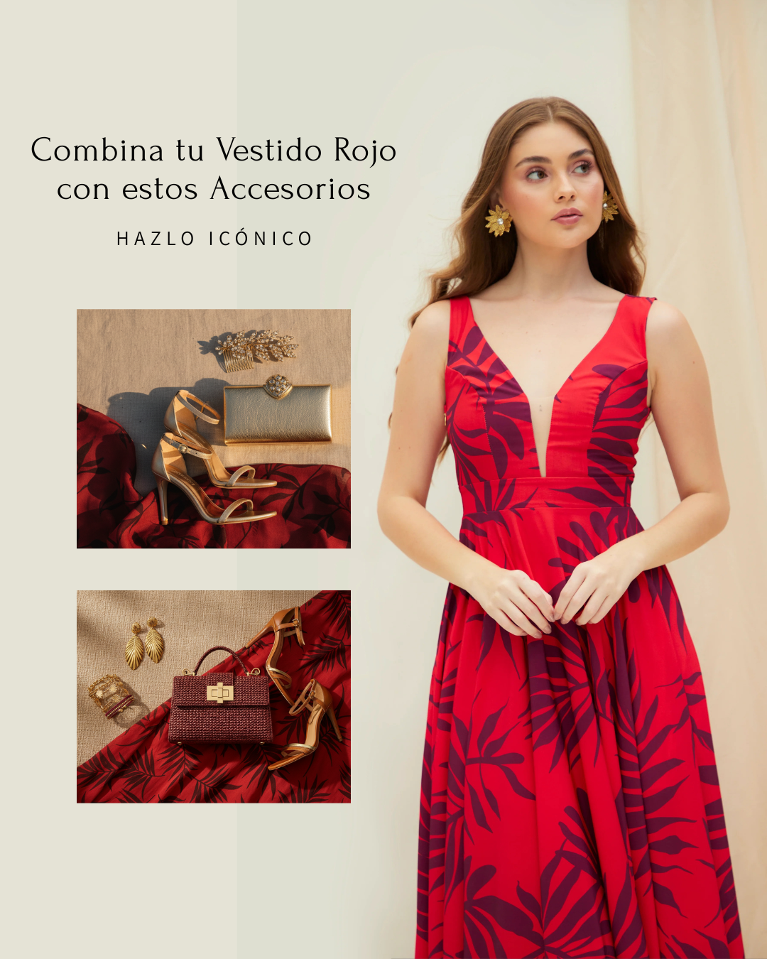 Vestido Largo Rojo Estampado