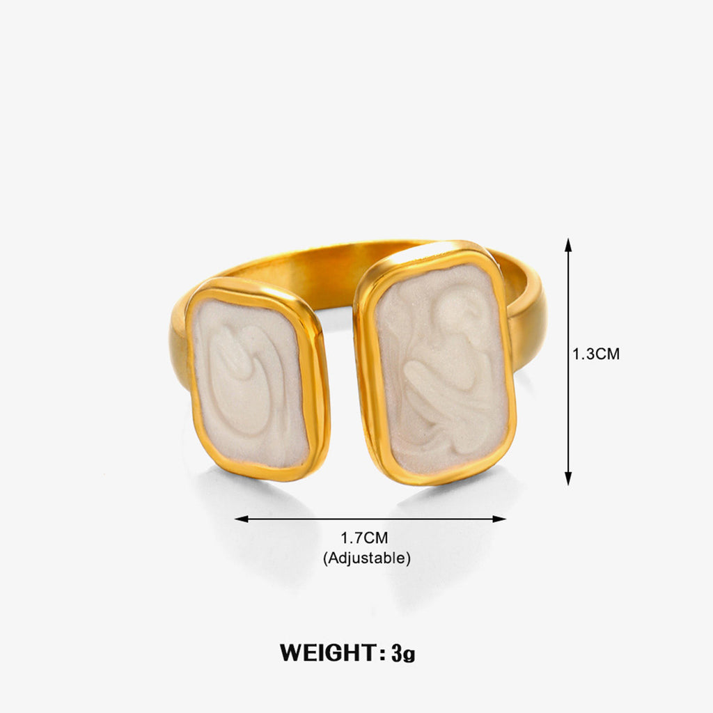 Elegante Anillo Diseño 2 Rectangulos Esmaltados