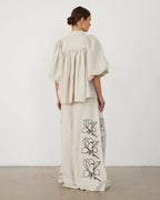 Set Camisa de Mangas Abullonadas 3/4 y Pantalones Largos Anchos