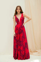 Vestido Largo Rojo Estampado