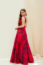 Vestido Largo Rojo Estampado